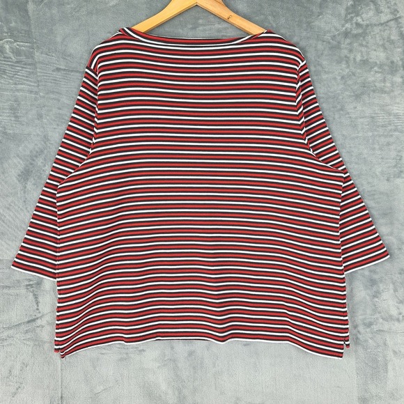 J Jill Top 2X Striped Boat Neck Preppy Nautical Fisherman Sailor Chic Casual - Picture 7 of 7